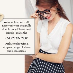 CAbi White Ruffle Blouse Top